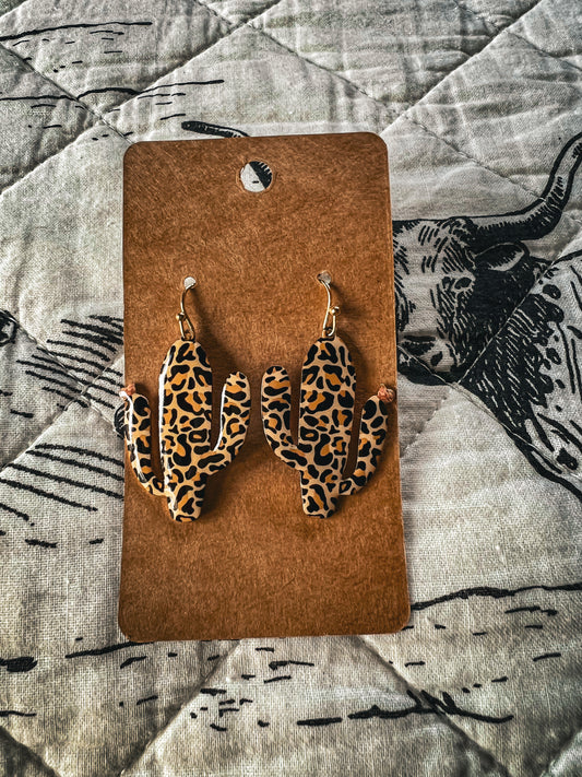 Cheetah Print Cactus Earrings