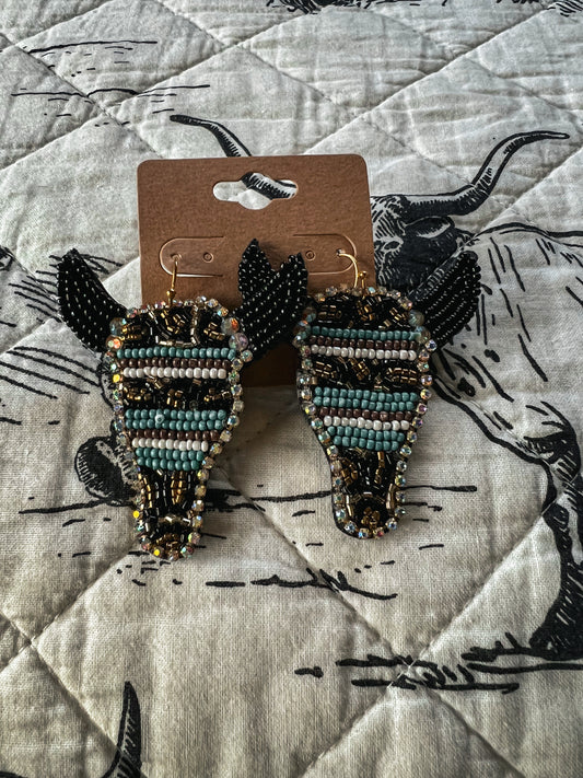 Beaded Cow Head Earrings