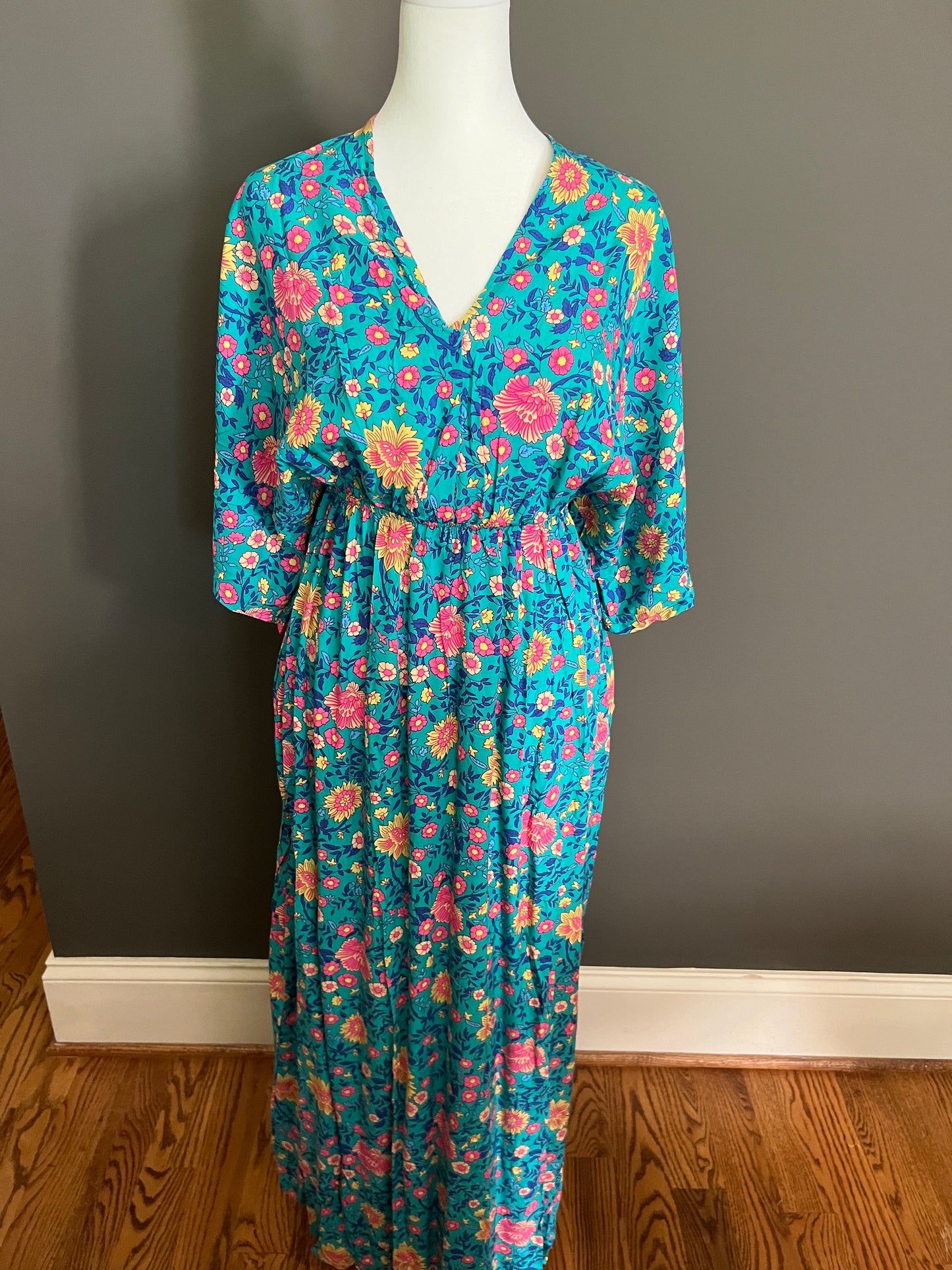 Turquoise Floral Maxi Dress