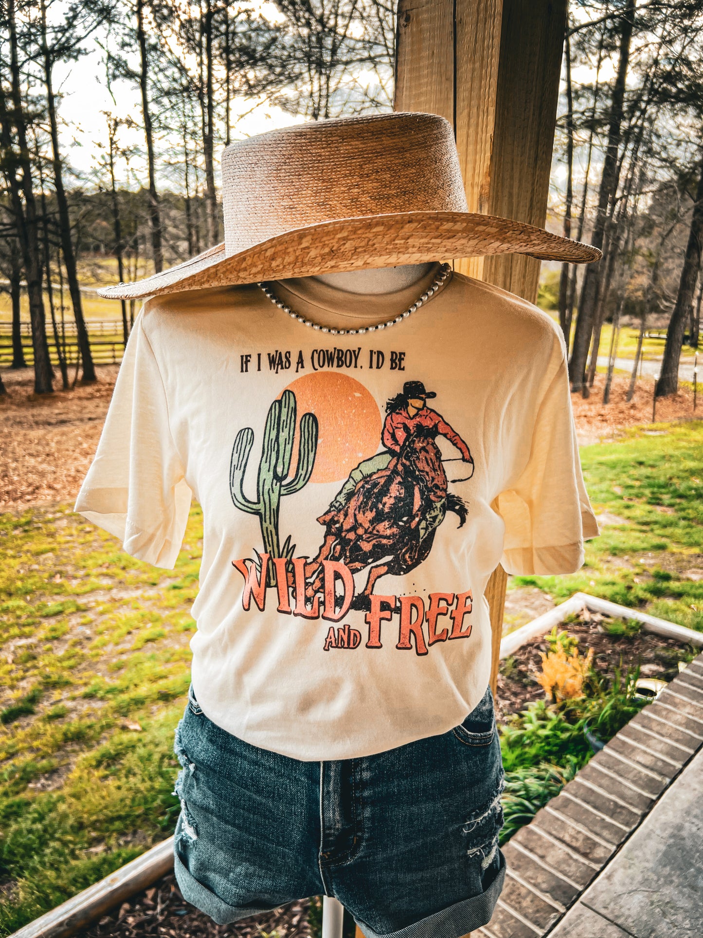 If I Was A Cowboy I'd Be Wild & Free Graphic Tee